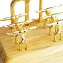 Kit Petisco Elegance - Garfo Tridente e 6 Garfinhos Dourados com Base Madeira