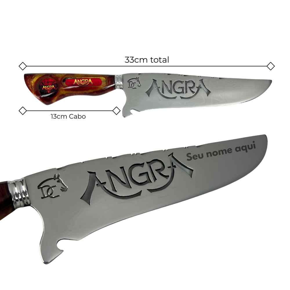 Faca Angra 8" - Cabo Resina Personalizado - Power Metal Brasileiro - Edição Especial