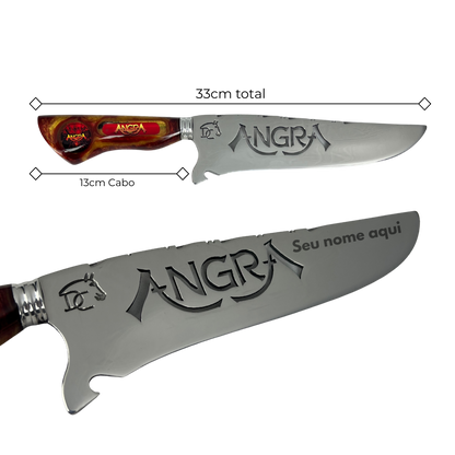 Faca Angra 8" - Cabo Resina Personalizado - Power Metal Brasileiro - Edição Especial