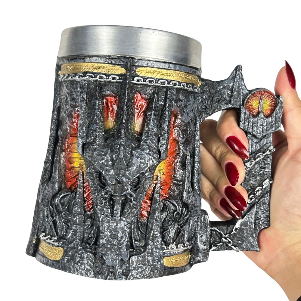 Caneca Senhor dos Anéis - Olho de Sauron 3D - Interior Aço Inox - Medieval