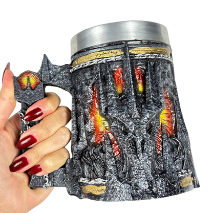 Caneca Senhor dos Anéis - Olho de Sauron 3D - Interior Aço Inox - Medieval