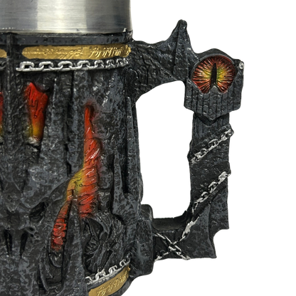 Caneca Senhor dos Anéis - Olho de Sauron 3D - Interior Aço Inox - Medieval