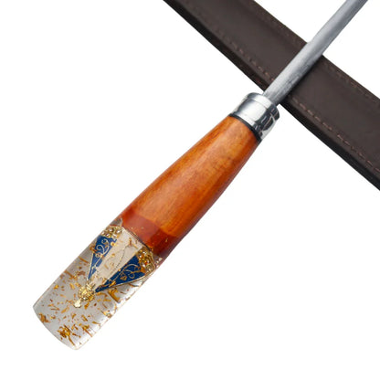 Chaira Profissional Aço Inox - Cabo Híbrido Madeira Resina Nossa Senhora