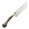 Faca Artesanal 8" - Lâmina Mosqueada 3mm - Cabo Chifre de Cervo Legítimo - Guarda em Latão