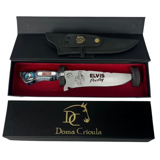 Faca Elvis Presley 8" - Cabo Resina Personalizado - Edição Especial Rock