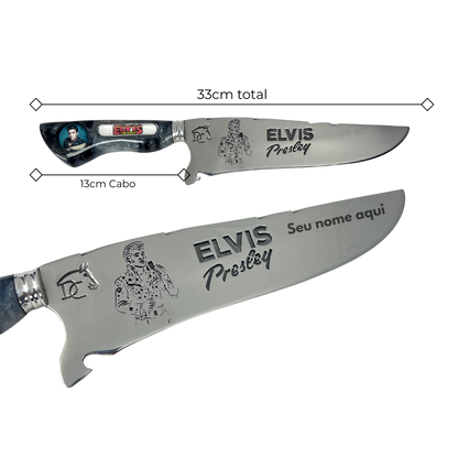 Faca Elvis Presley 8" - Cabo Resina Personalizado - Edição Especial Rock