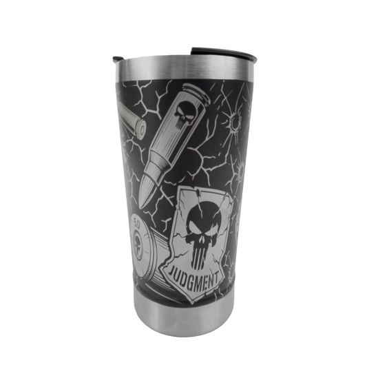 Copo Térmico Justiceiro – frente com símbolo The Punisher
