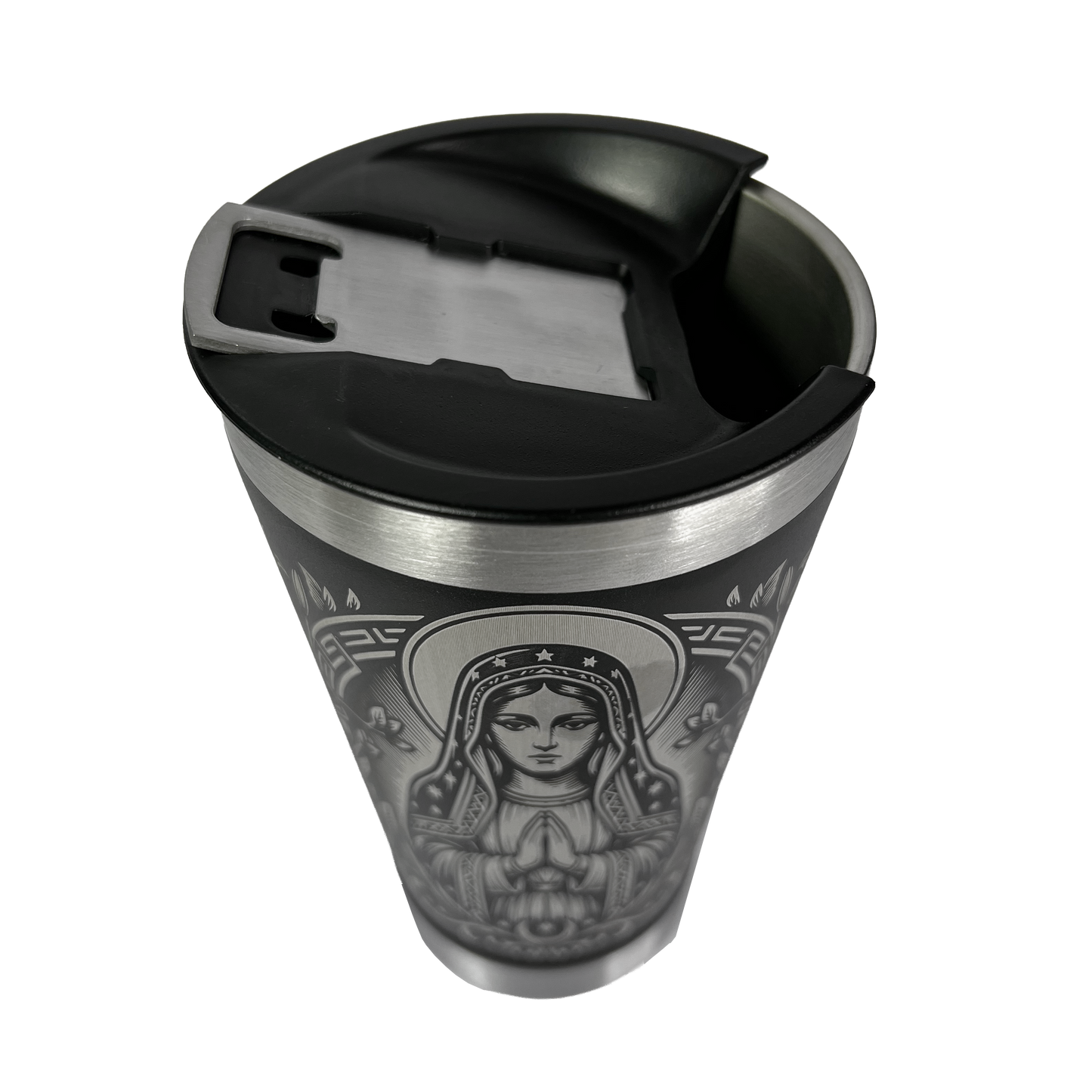 Copo Térmico Nossa Senhora 475ml - vista superior com tampa