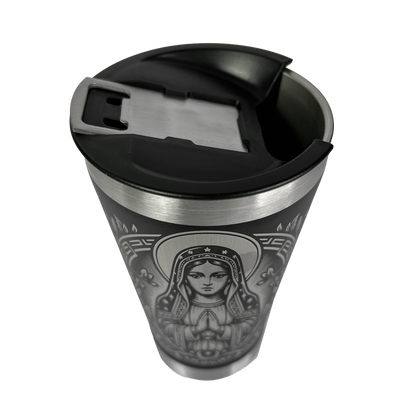 Copo Térmico Nossa Senhora 475ml - vista superior com tampa