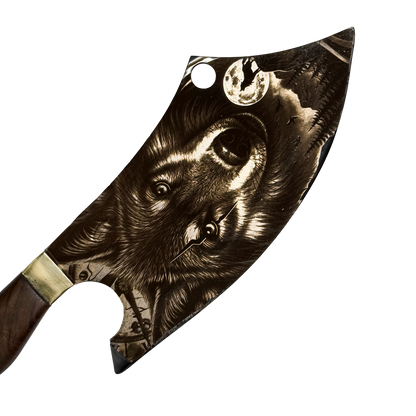 Cutelo Artesanal Lobo – Lâmina 9" Gravação Laser Alto Padrão