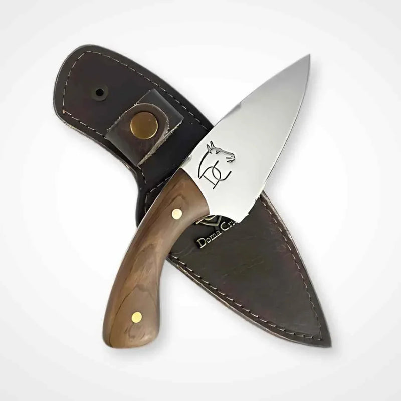 Faca Coureadeira Artesanal 3" Aço Inox Polido - Cabo Madeira Nobre