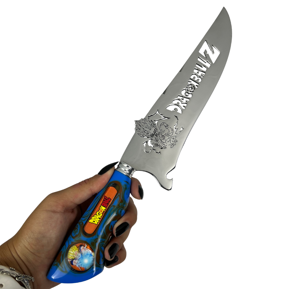 Faca Dragon Ball Z 8" - Cabo Resina Personalizado - Goku Super Saiyajin - Edição Especial