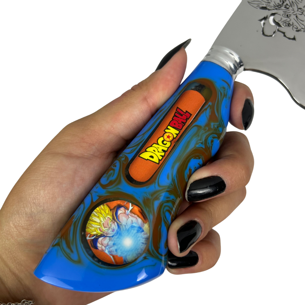 Faca Dragon Ball Z 8" - Cabo Resina Personalizado - Goku Super Saiyajin - Edição Especial