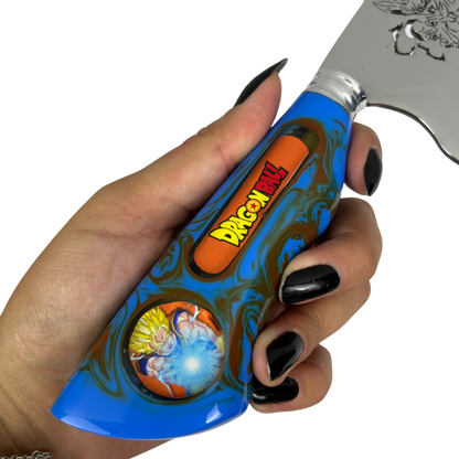 Faca Dragon Ball Z 8" - Cabo Resina Personalizado - Goku Super Saiyajin - Edição Especial