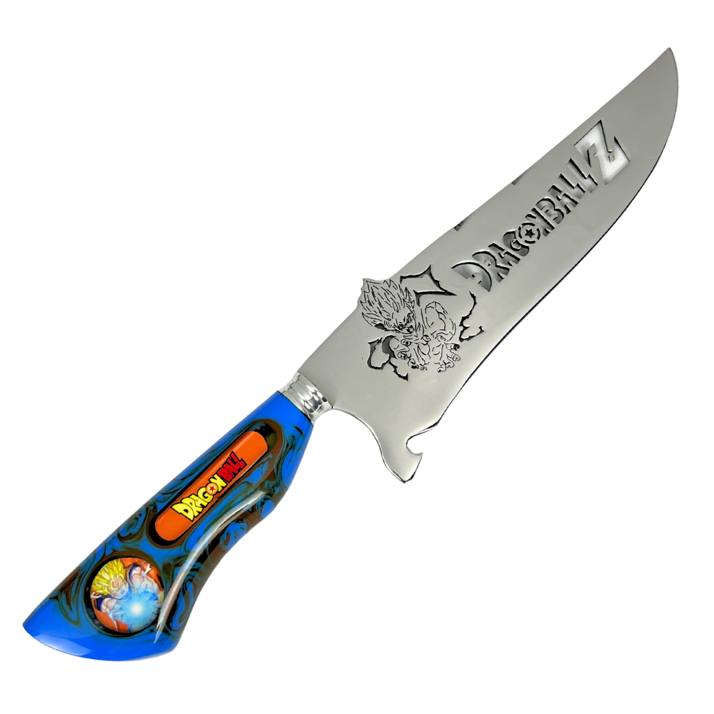 Faca Dragon Ball Z 8" - Cabo Resina Personalizado - Goku Super Saiyajin - Edição Especial
