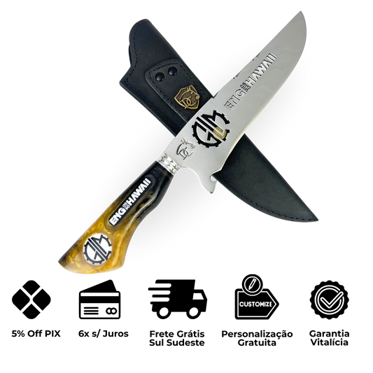 Faca Engenheiros do Hawaii 8 Polegadas | Lâmina Vazada Rock BR | Cabo Resina