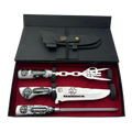 Kit Churrasco Faca, Garfo e Chaira 8" Rammstein - Cabo Resina Personalizado - Industrial Metal