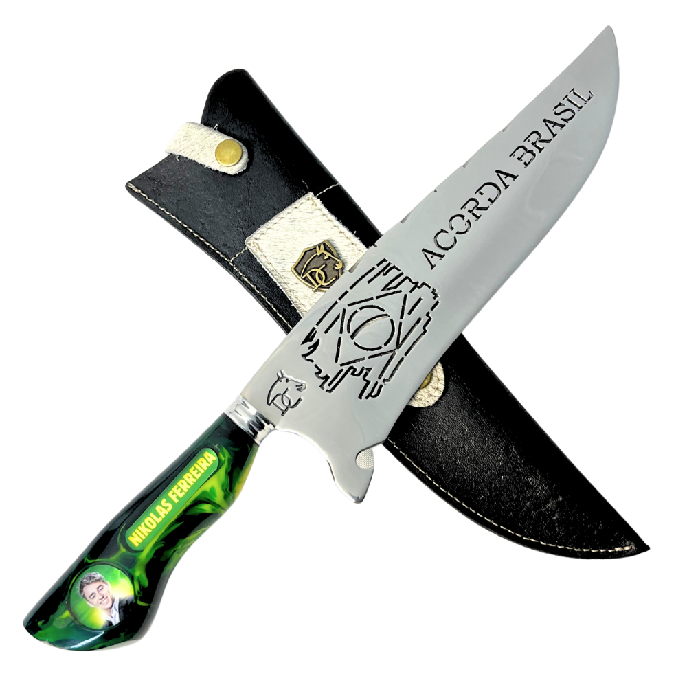 Faca Nikolas Ferreira 10" - Cabo Resina Personalizado - Acorda Brasil - Edição Especial