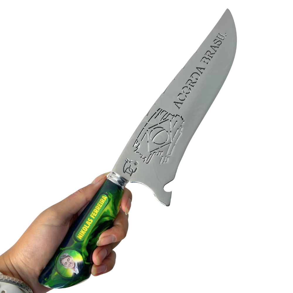 Faca Nikolas Ferreira 10" - Cabo Resina Personalizado - Acorda Brasil - Edição Especial