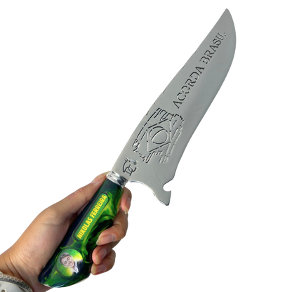 Faca Nikolas Ferreira 10" - Cabo Resina Personalizado - Acorda Brasil - Edição Especial