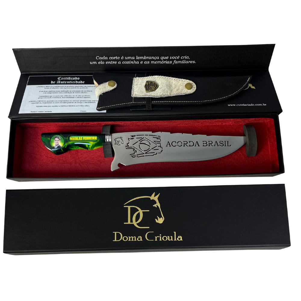 Faca Nikolas Ferreira 10" - Cabo Resina Personalizado - Acorda Brasil - Edição Especial