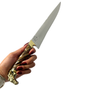 Faca Campeira Artesanal 9 Polegadas - Cabo Madeira Full Tang - Guarda e Pomo em Latão