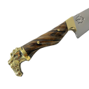 Faca Campeira Artesanal 9 Polegadas - Cabo Madeira Full Tang - Guarda e Pomo em Latão