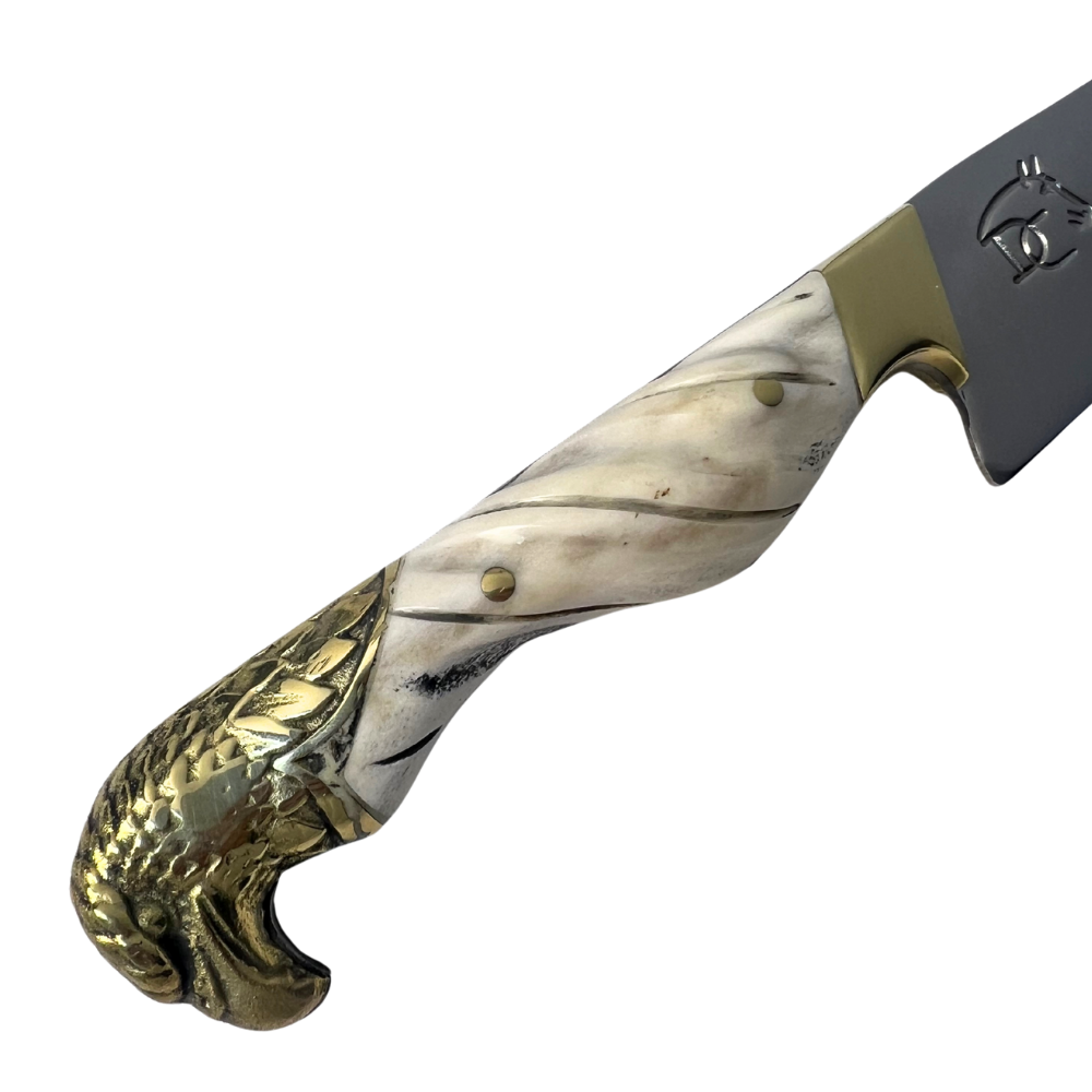 Faca Campeira Artesanal 9" - Cabo Osso Bovino e Latão com Águia