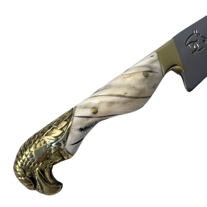 Faca Campeira Artesanal 9" - Cabo Osso Bovino e Latão com Águia