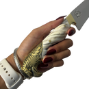 Faca Campeira Artesanal 9" - Cabo Osso Bovino e Latão com Águia