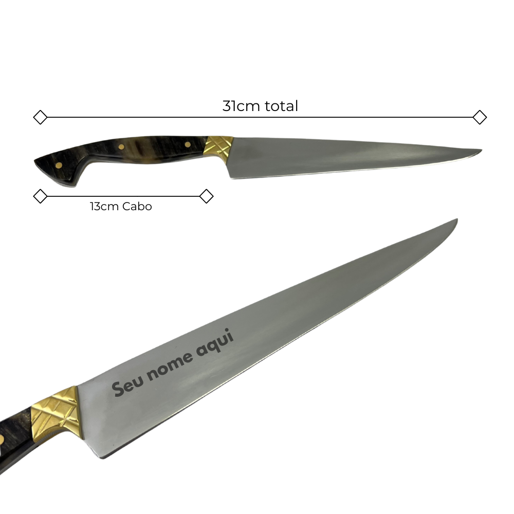 Faca Fileteira Aço Inox 420C 7 Polegadas - Cabo Full Tang -  Casco de Cavalo