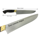 Faca Artesanal 8" Full Tang - Cabo Casco de Cavalo - Dorso 3mm - Pinos Remanchados