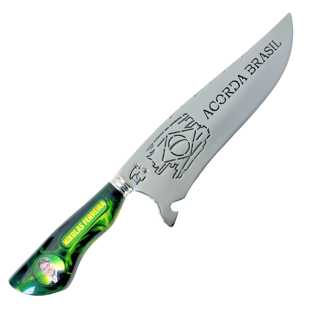 Faca Nikolas Ferreira 10" - Cabo Resina Personalizado - Acorda Brasil - Edição Especial