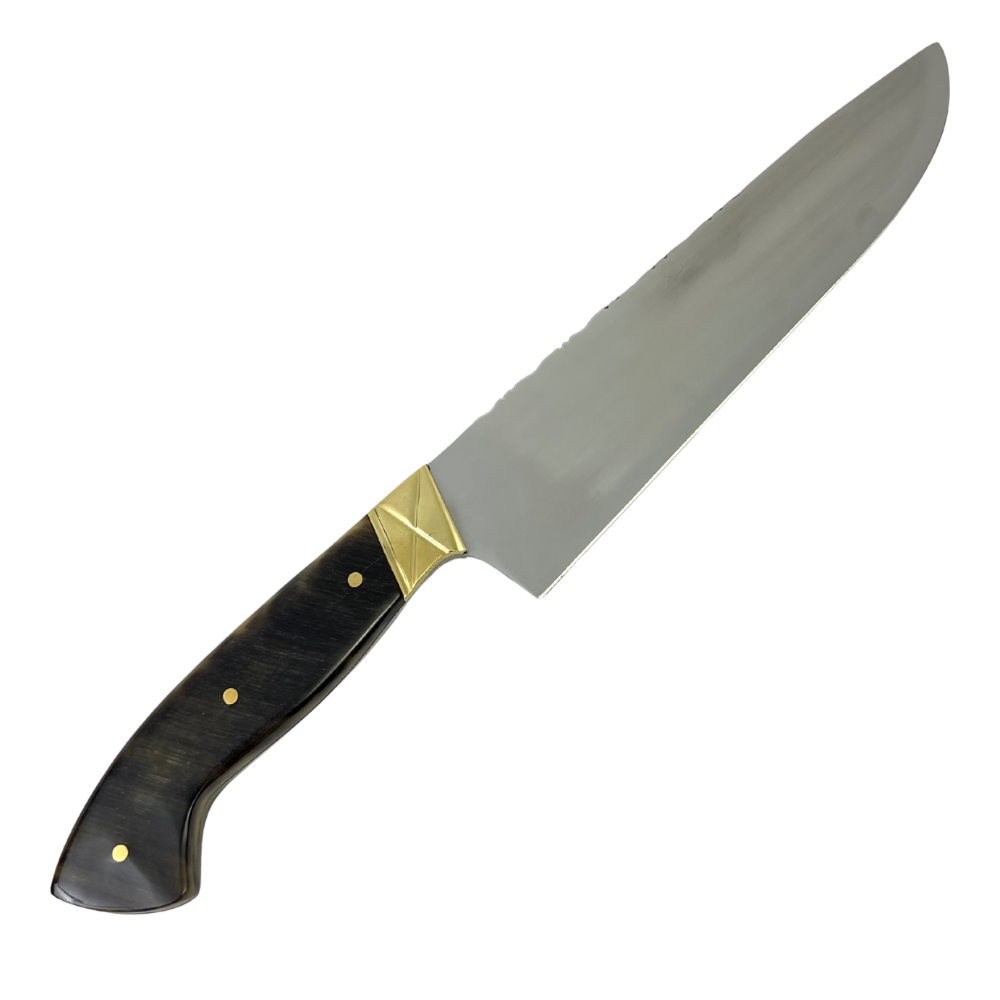Faca Artesanal 8" Full Tang - Cabo Casco de Cavalo - Dorso 3mm - Pinos Remanchados