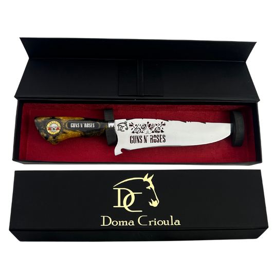 Faca Guns N' Roses 8 Polegadas - Cabo Resina Personalizado - Edição Limitada Rock