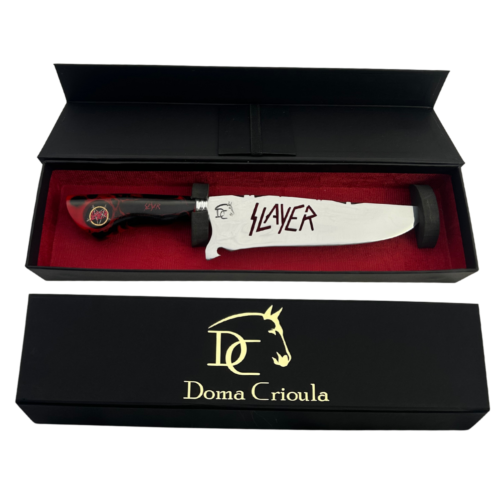 Faca Slayer 8 Polegadas Marmorizada | Lâmina Vazada Thrash Metal | Cabo Resina
