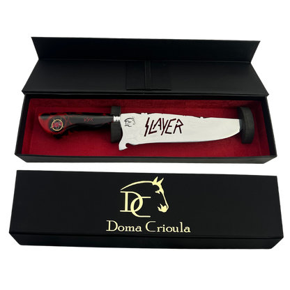 Faca Slayer 8 Polegadas Marmorizada | Lâmina Vazada Thrash Metal | Cabo Resina