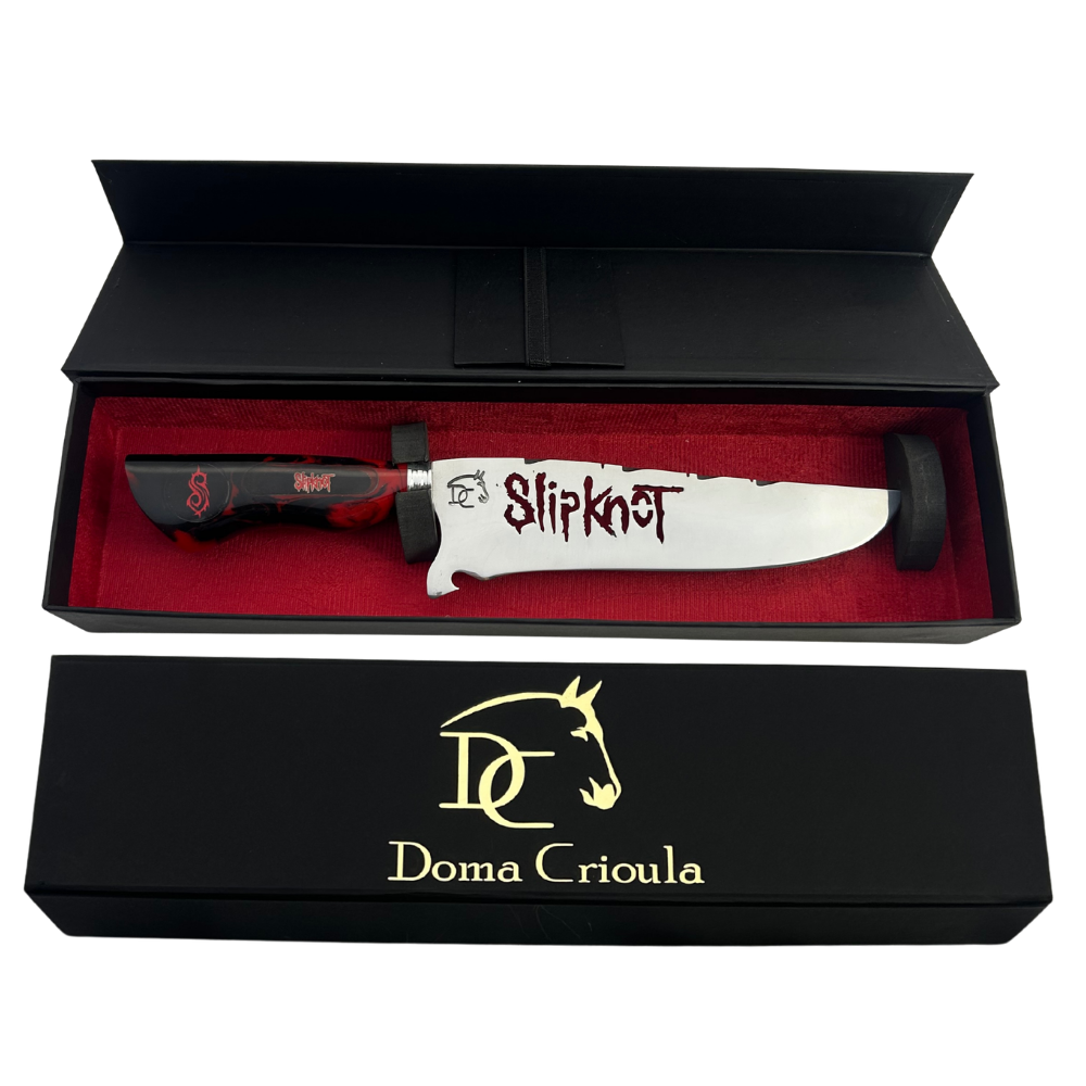 Faca Slipknot 8 Polegadas | Lâmina Vazada Temática | Cabo Resina