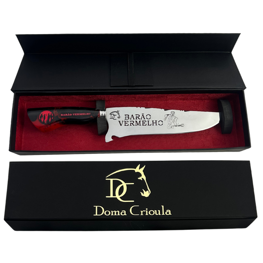 Faca Barão Vermelho 8 Polegadas | Lâmina Vazada Rock BR | Cabo Resina