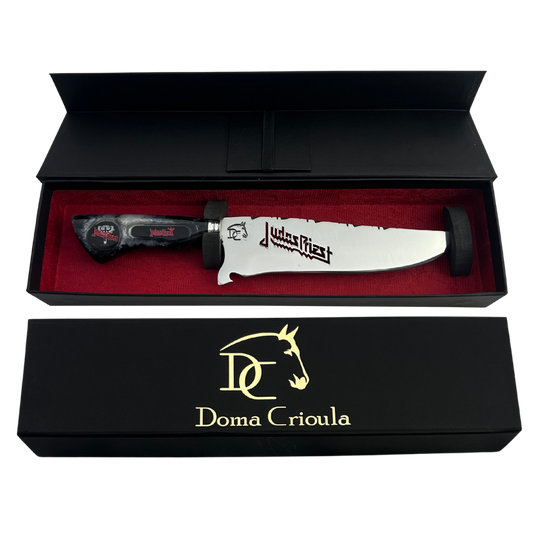 Faca Judas Priest 8 Polegadas | Lâmina Vazada Metal God | Cabo Resina