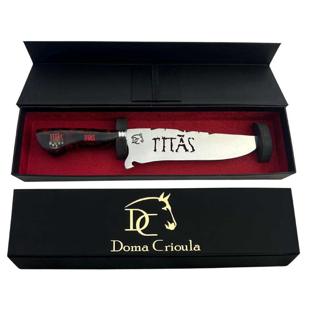 Faca Titãs 8 Polegadas Marmorizada | Lâmina Vazada Rock | Cabo Resina