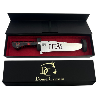 Faca Titãs 8 Polegadas Marmorizada | Lâmina Vazada Rock | Cabo Resina