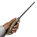 Chaira Profissional 8" (20cm) - Cabo Chifre de Cervo Legítimo - Haste Estriada - Afiador de Facas