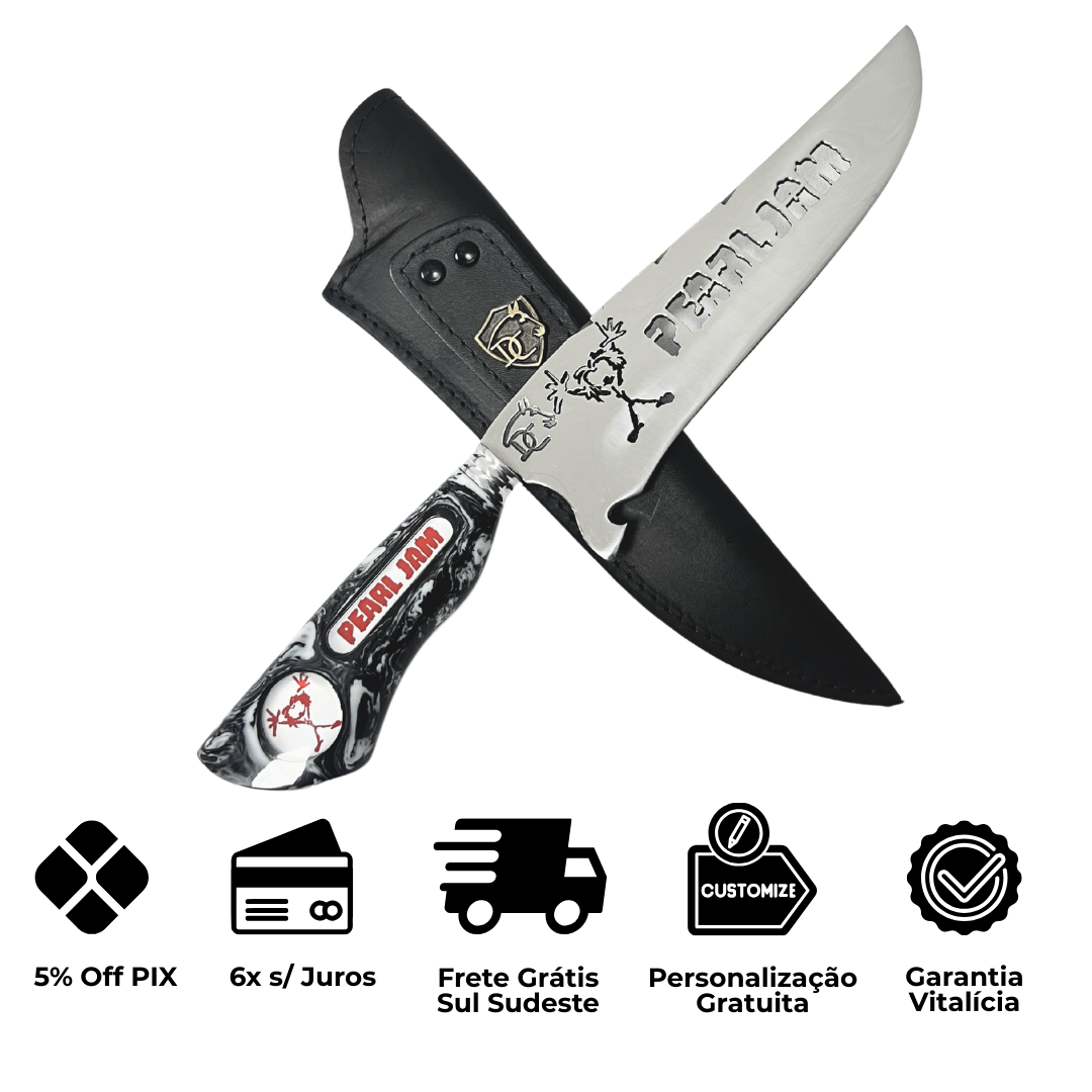 Faca Picanheira Pearl Jam 8 Polegadas - Cabo Resina Personalizado - Churrasco Grunge
