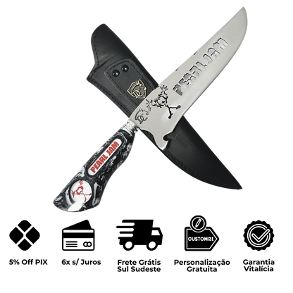 Faca Picanheira Pearl Jam 8 Polegadas - Cabo Resina Personalizado - Churrasco Grunge