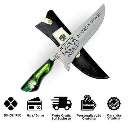 Faca Nikolas Ferreira 10" - Cabo Resina Personalizado - Acorda Brasil - Edição Especial