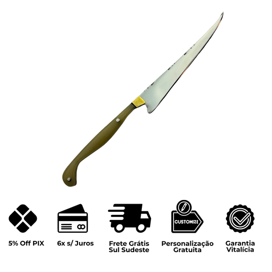 Faca Fileteira Aço Inox 420C 7 Polegadas - Cabo Full Tang Resina