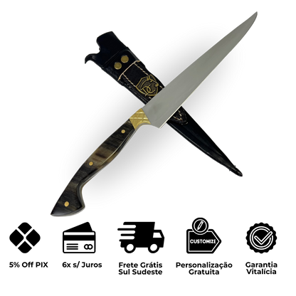 Faca Fileteira Aço Inox 420C 7 Polegadas - Cabo Full Tang -  Casco de Cavalo
