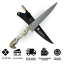 Faca Campeira Artesanal 9" - Cabo Osso Bovino e Latão com Águia