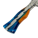 Faca Forjada Aço Inox 420c - 20" - Cabo Full Tang Invertido Nó de Pinho e Resina Azul